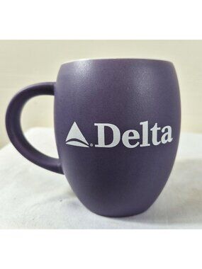 Delta Airlines Purple Ceramic Mug Airplane Graphic White Interior Headwind